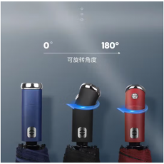 倔强大师全自动双股晴雨伞 旋转led灯筒 深海蓝