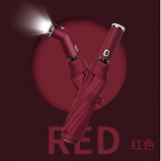 倔强大师全自动双股晴雨伞 旋转led灯筒 酒红色